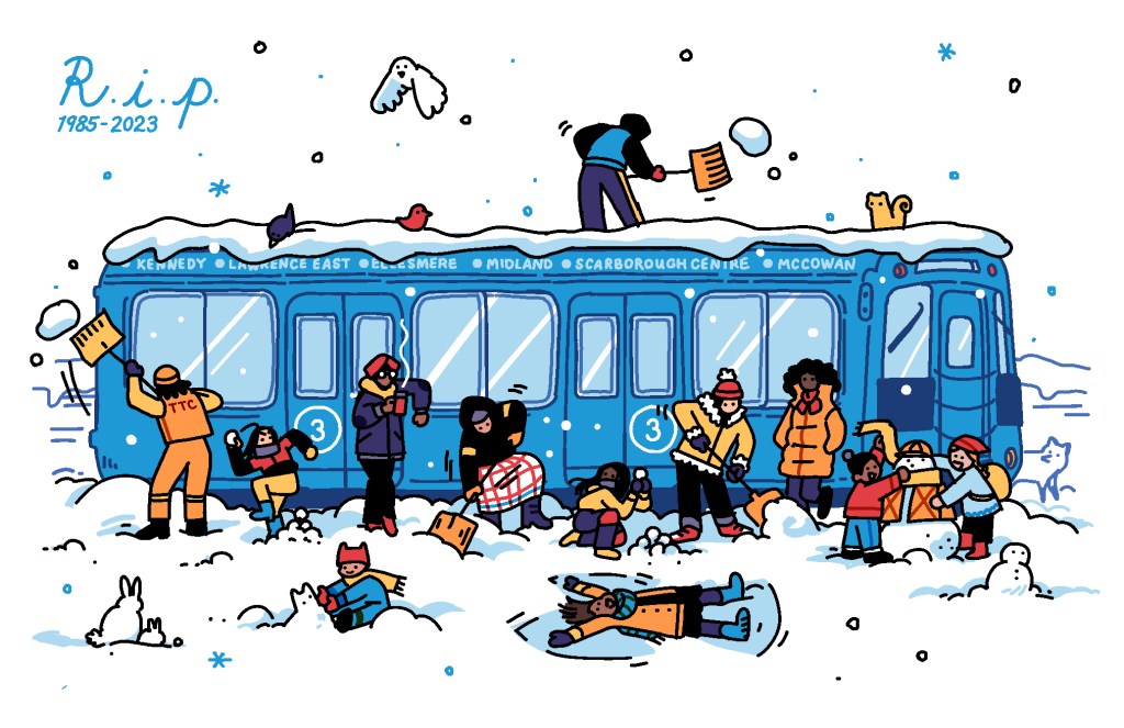 Holiday Card for TTCRiders, 2023. RIP Line 3